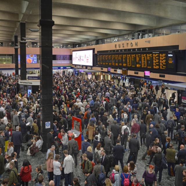 Crowded train station in the UK