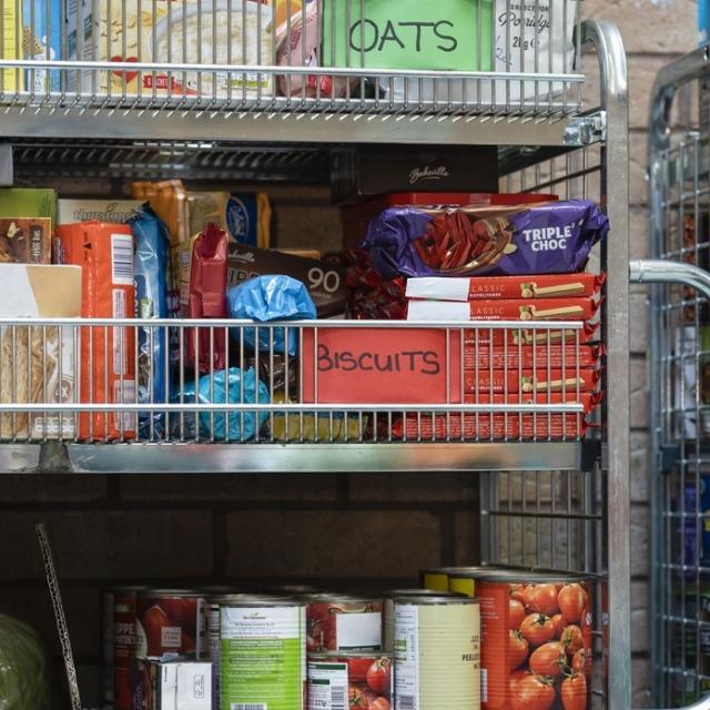 Image of shelves in a foodbank