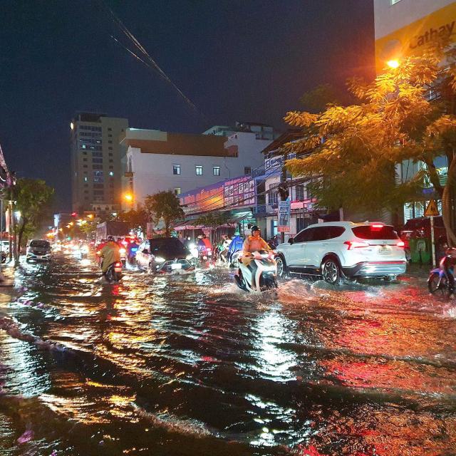 Flooded road in Vietnamese city