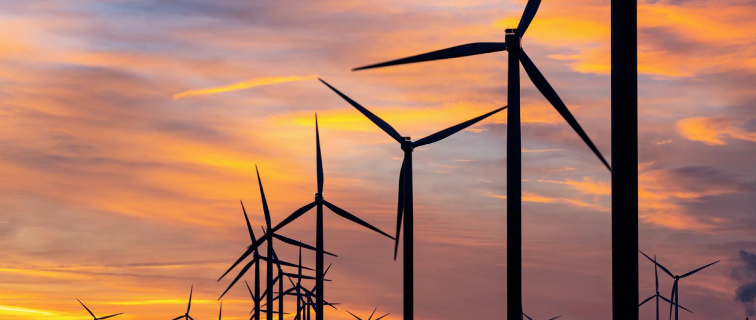 Wind farm at sunrise 