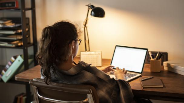 Girl working from laptop