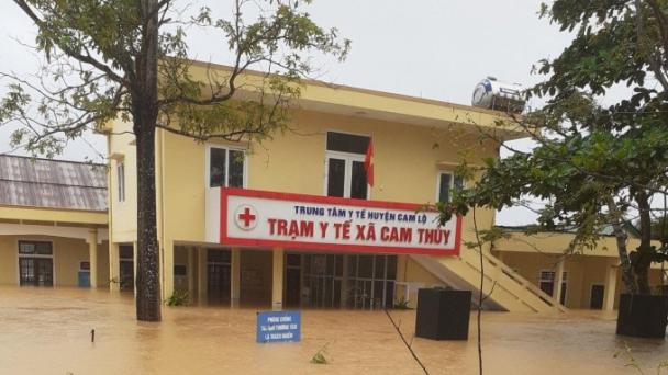 Flooded health clinic in Vietnam