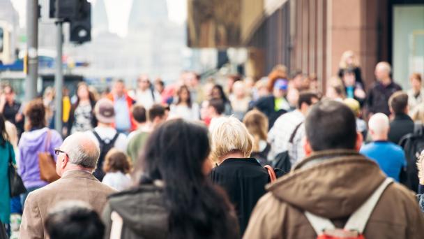 Crowded street in the UK