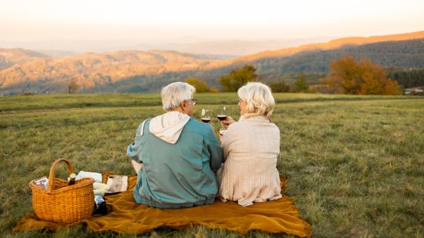 Older couple having a picnic
