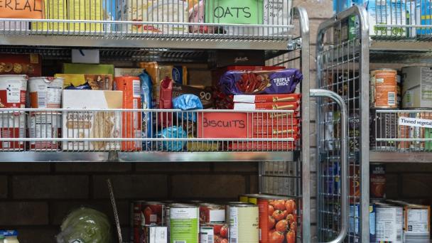 Image of shelves in a foodbank