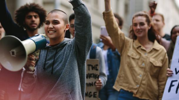 Young people at a protest