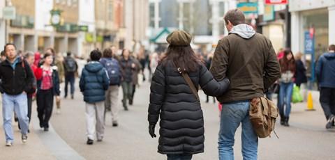 People walking out by the shops